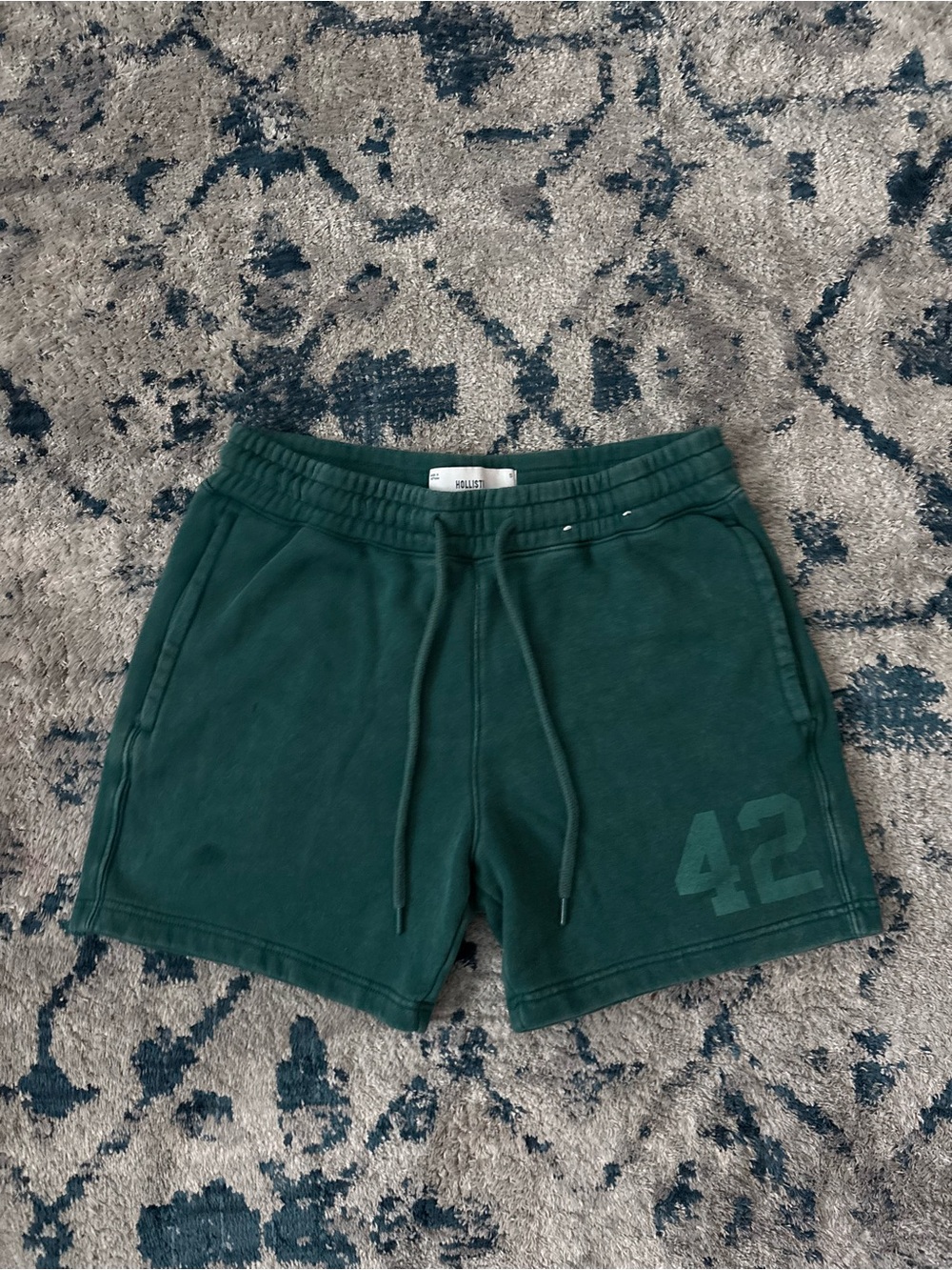 Hollister Deep Green Athletic Shorts with '42' Graphic